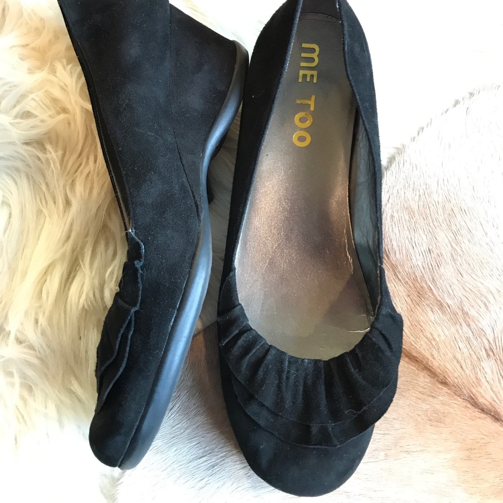 ME TOO STACEY Women’s black suede leather wedges